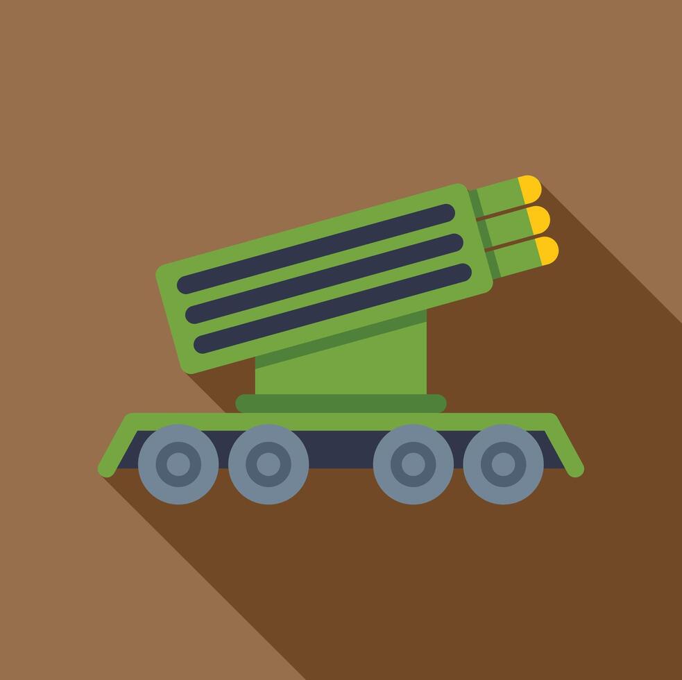 Military rocket launcher vehicle staying in ambush on a military operation vector