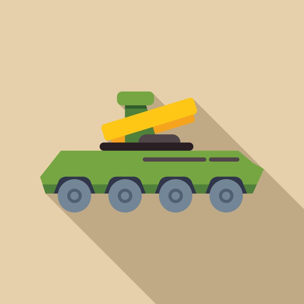 Military tank staying in ambush and aiming with its rocket launcher vector
