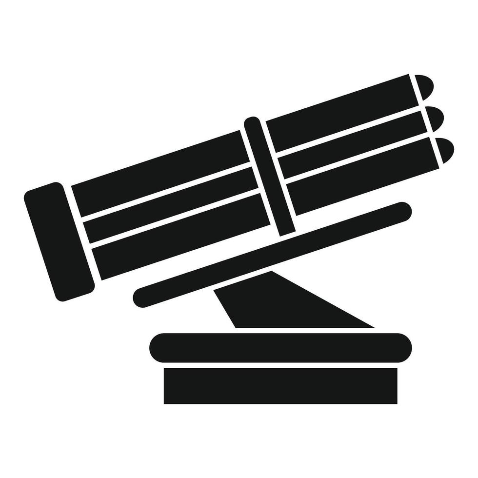 Multiple rocket launcher system firing rockets icon vector