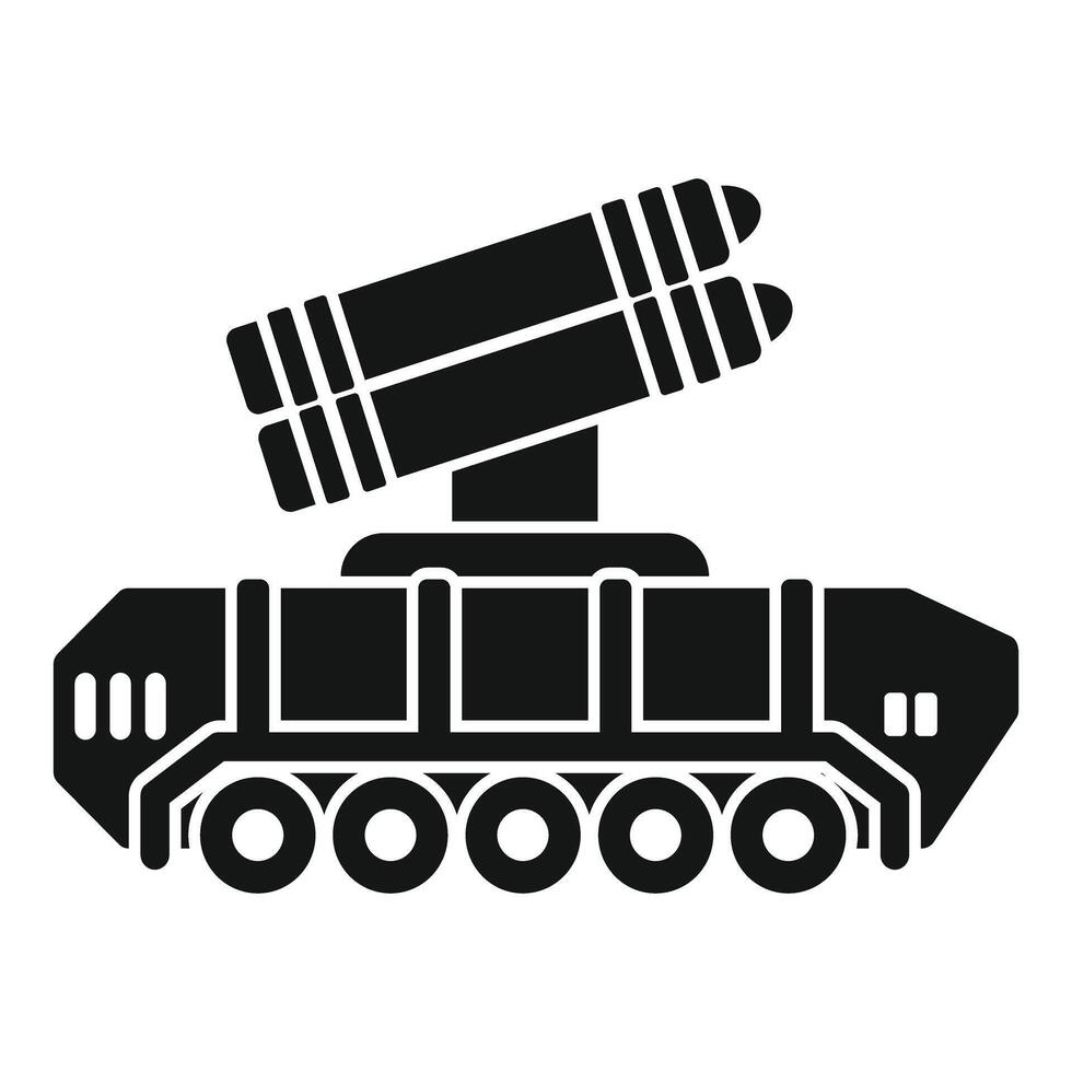 Military vehicle launching missile from mobile platform vector
