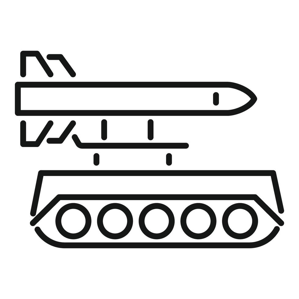 Military rocket launcher on tracks preparing to attack vector