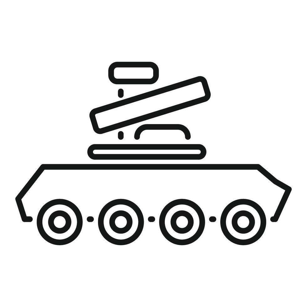 Line art icon of a military vehicle launching rockets vector
