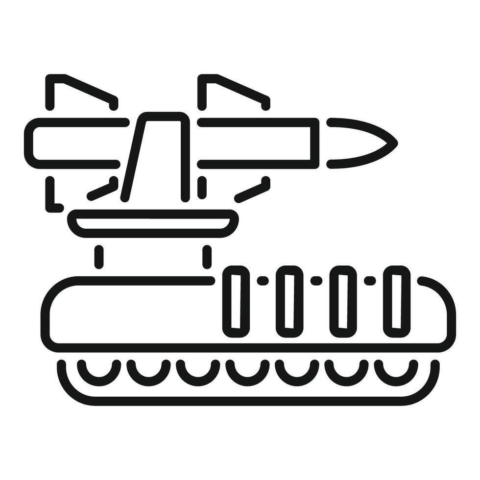 Military missile launcher system on tracked vehicle platform icon vector