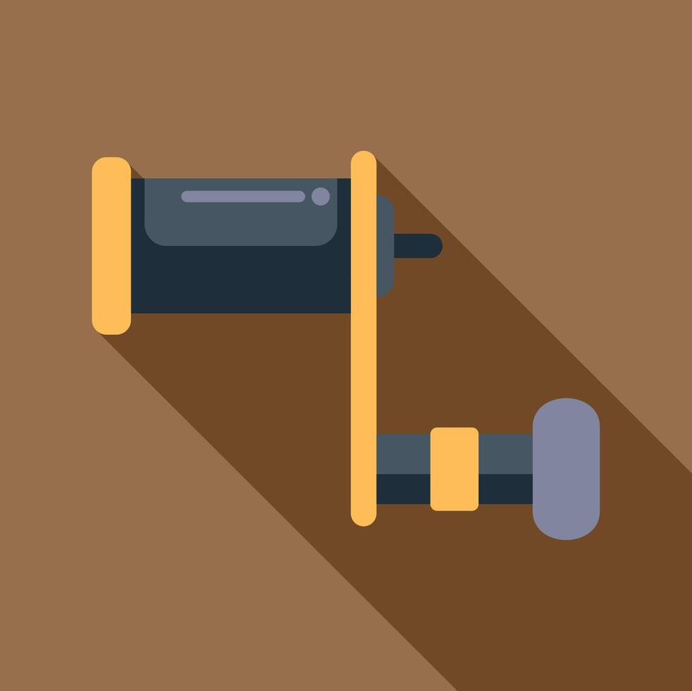 Spinning fishing reel with long shadow on brown background vector