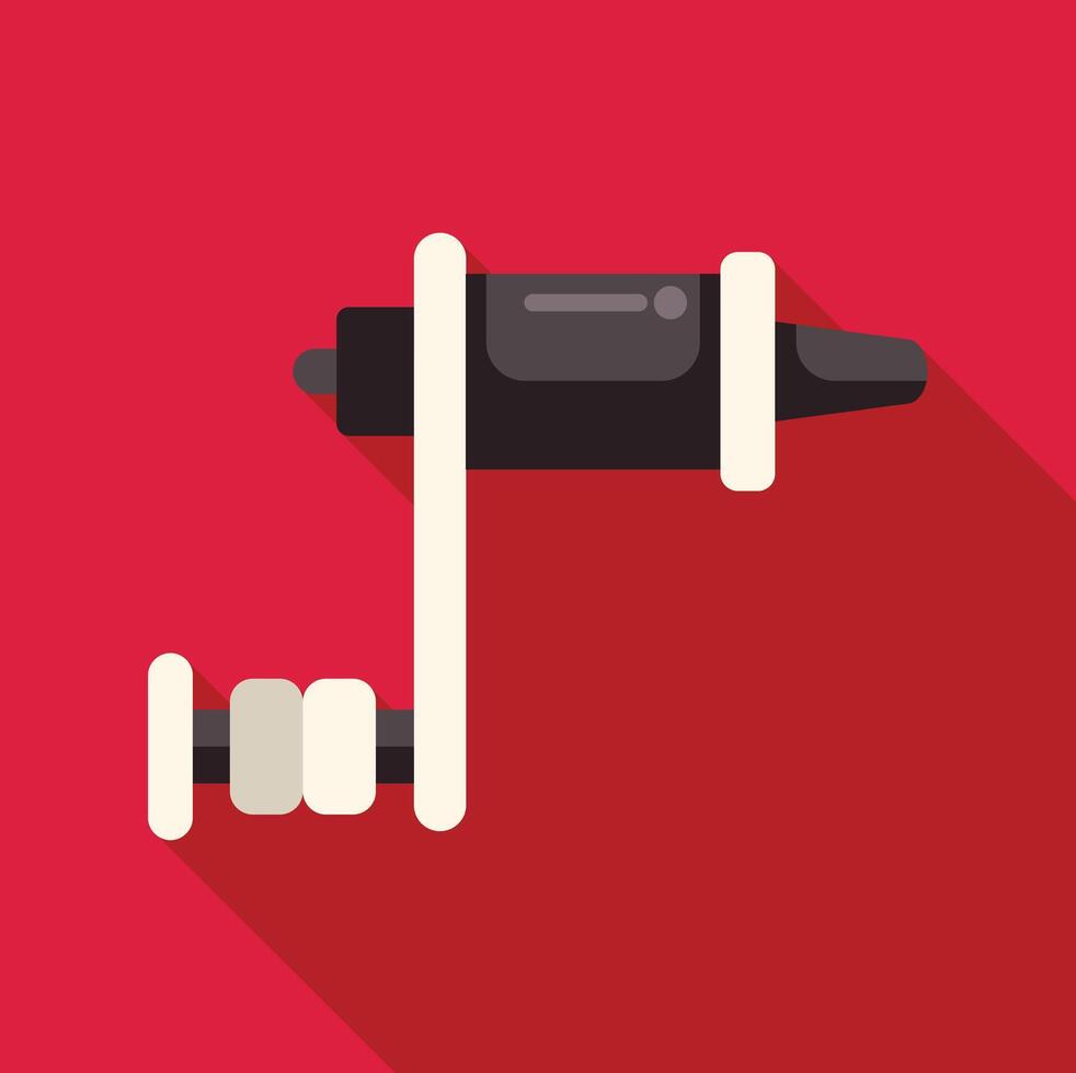 Professional tattoo machine drawing a tattoo on red background vector
