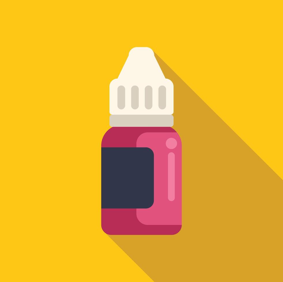 E liquid bottle with long shadow on yellow background vector