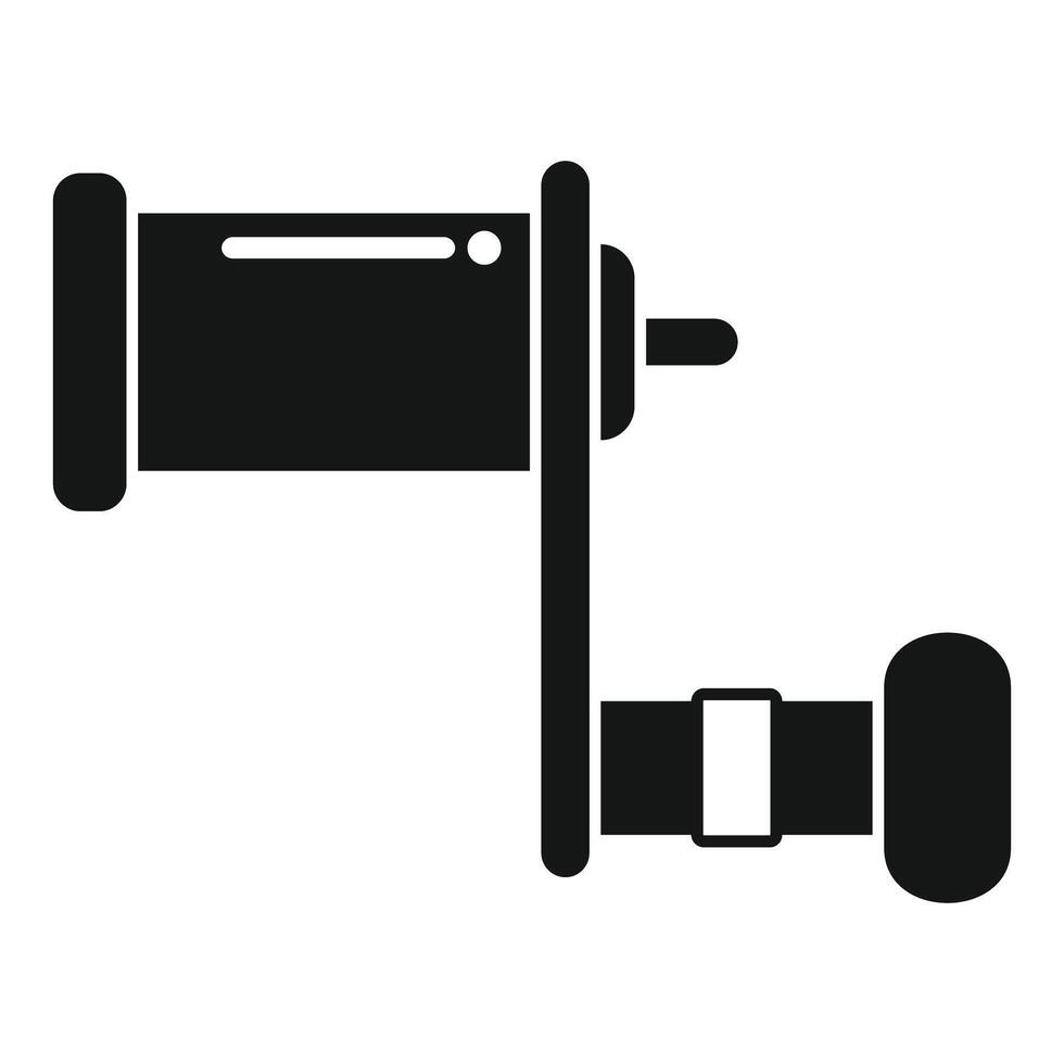 Fishing reel icon showing fishing rod with line for casting vector