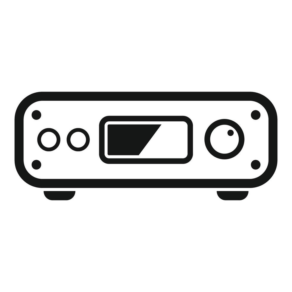 Modern audio amplifier device showing control knobs and display screen vector