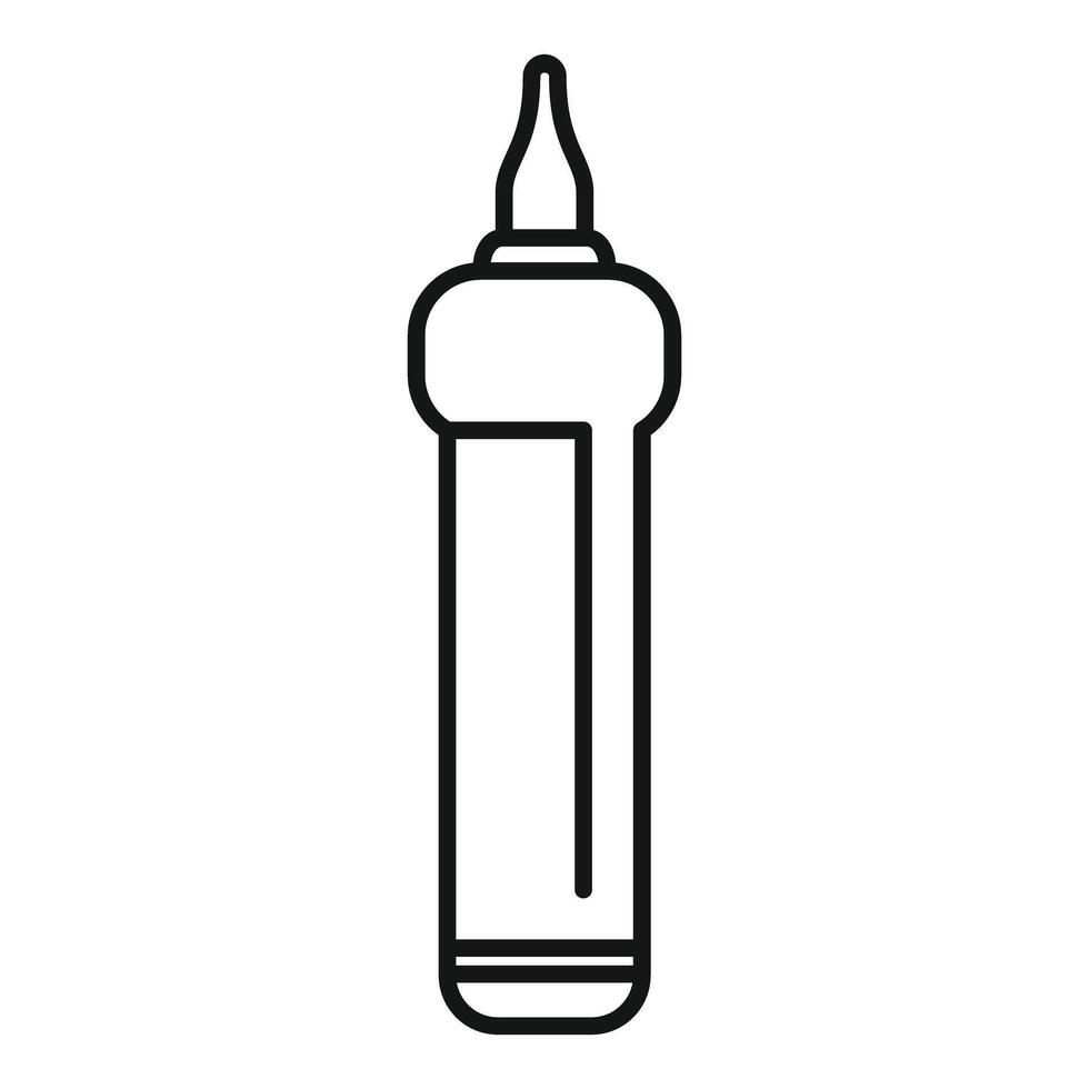 Simple black and white line art of a nasal spray bottle dispensing medicine vector