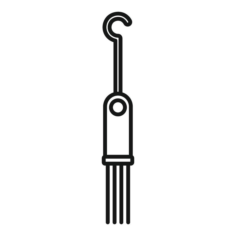 Coffee grinder cleaning brush icon, barista tool outline vector