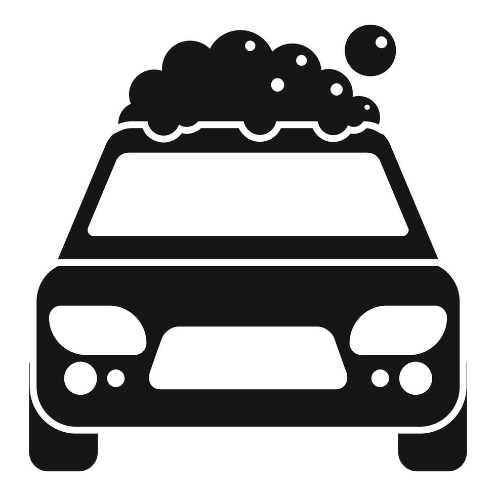Car wash logo with soapy automobile getting cleaned vector