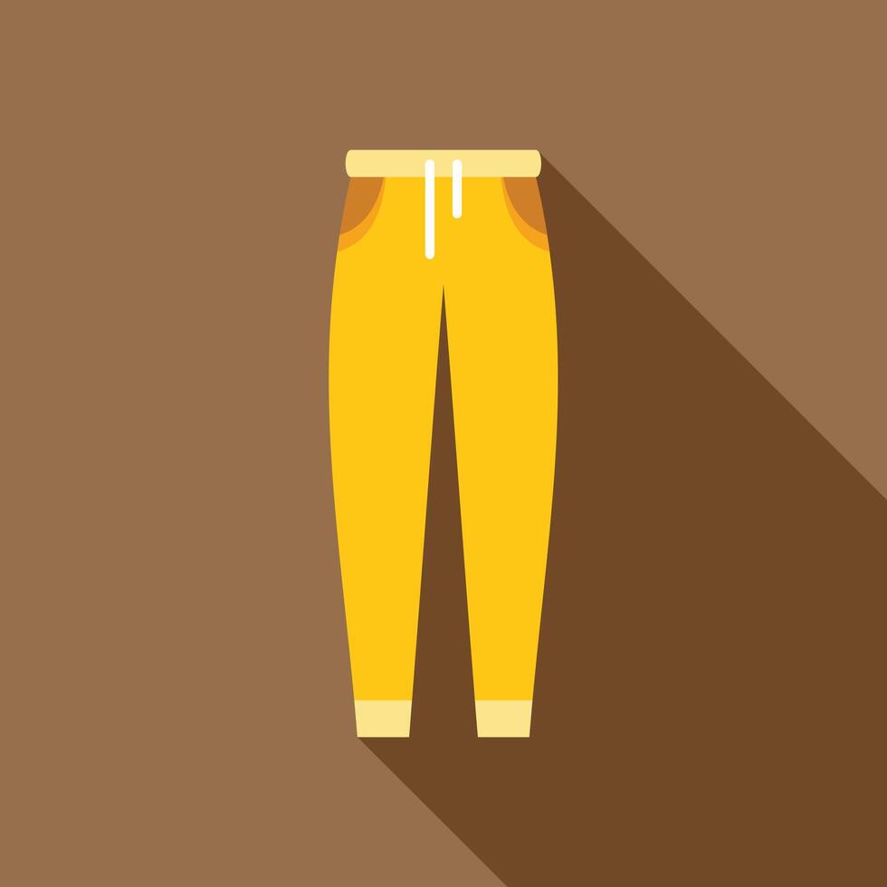 Yellow pants with drawstring showing long shadow on brown background vector