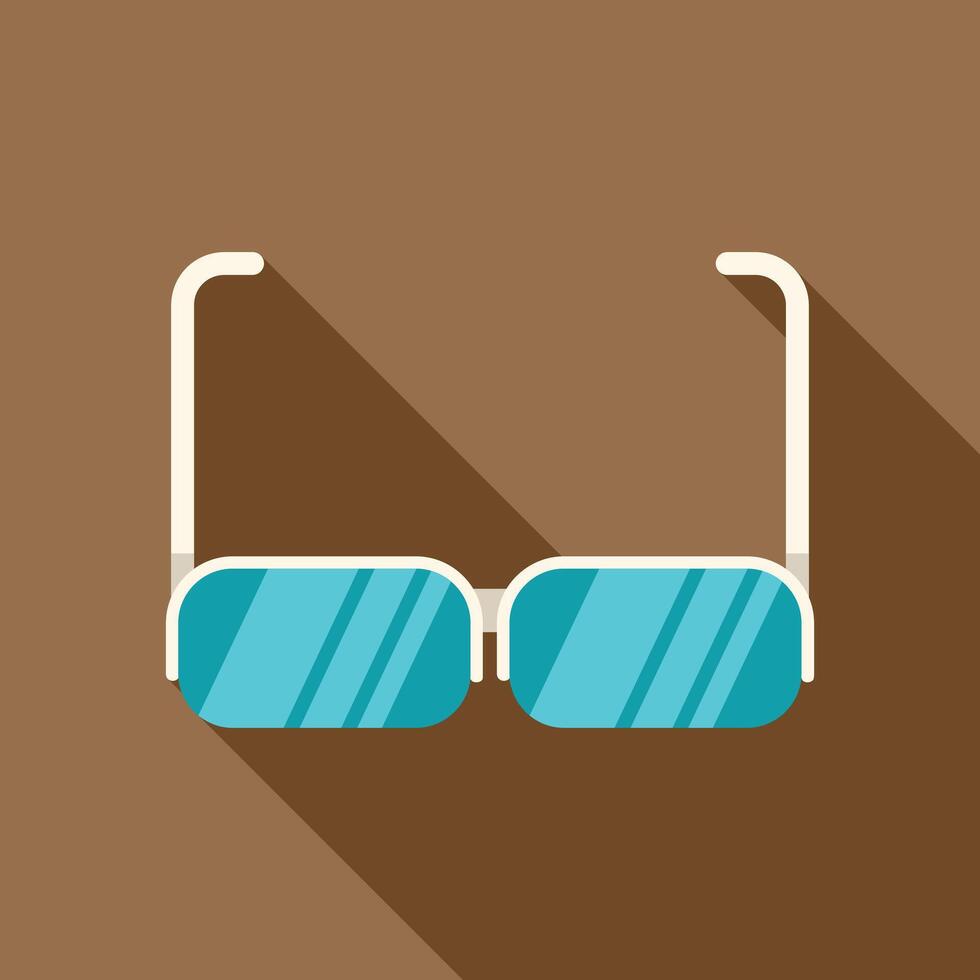 Blue sunglasses resting on brown background with long shadow vector