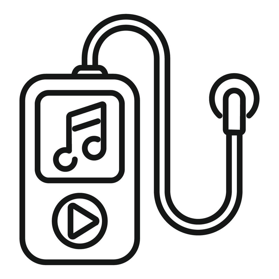 Music player device with earphones for listening audio files vector