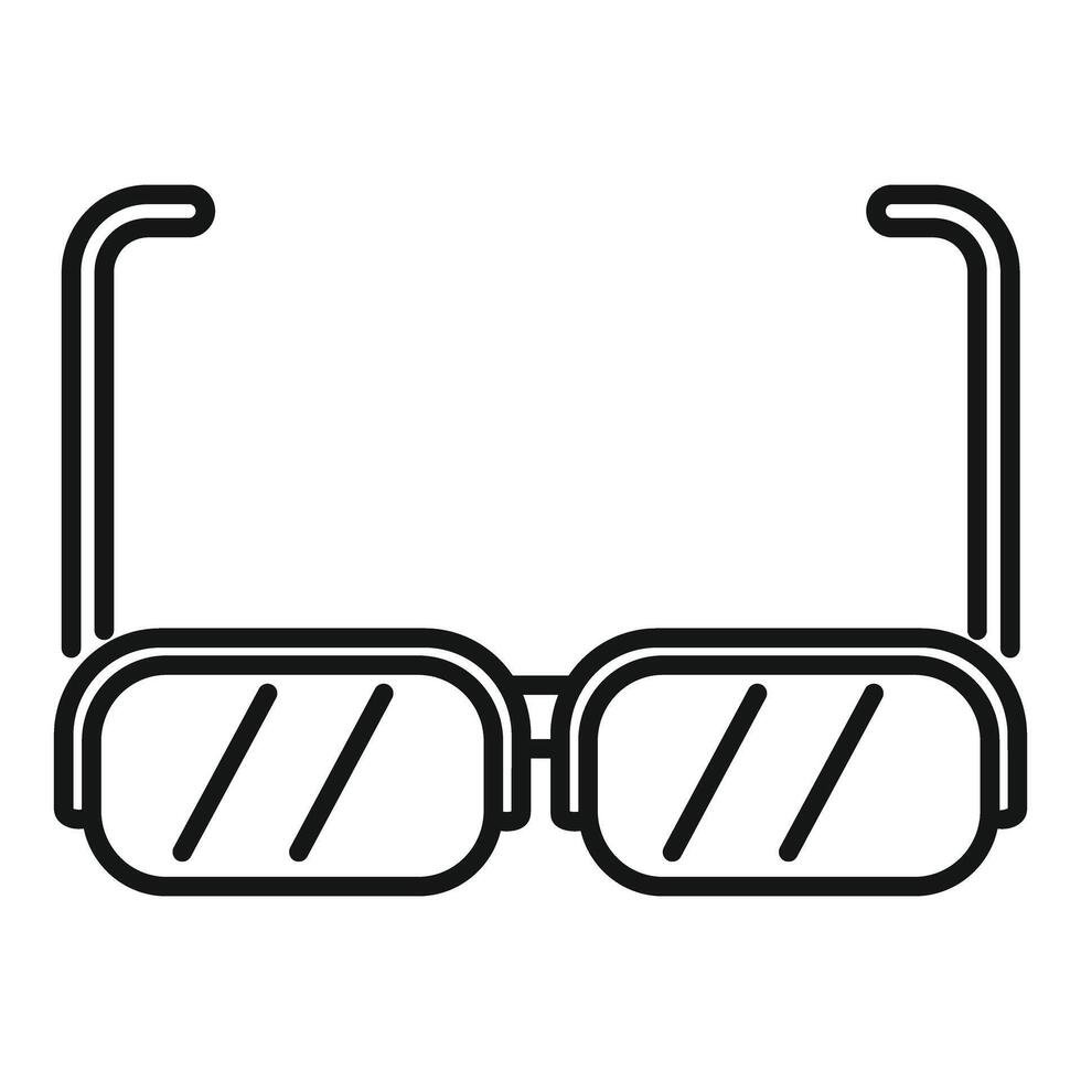 Black line icon of sunglasses with thick frame vector