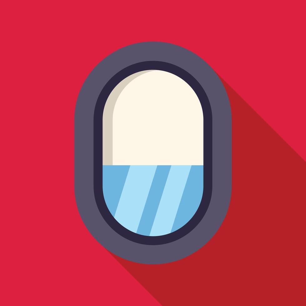 Airplane window showing blue sky with clouds from passenger seat vector