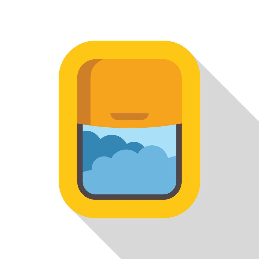 Airplane window showing blue sky and white clouds vector