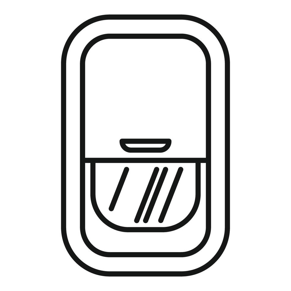 Airplane window with closed sunshade minimalist outline icon vector