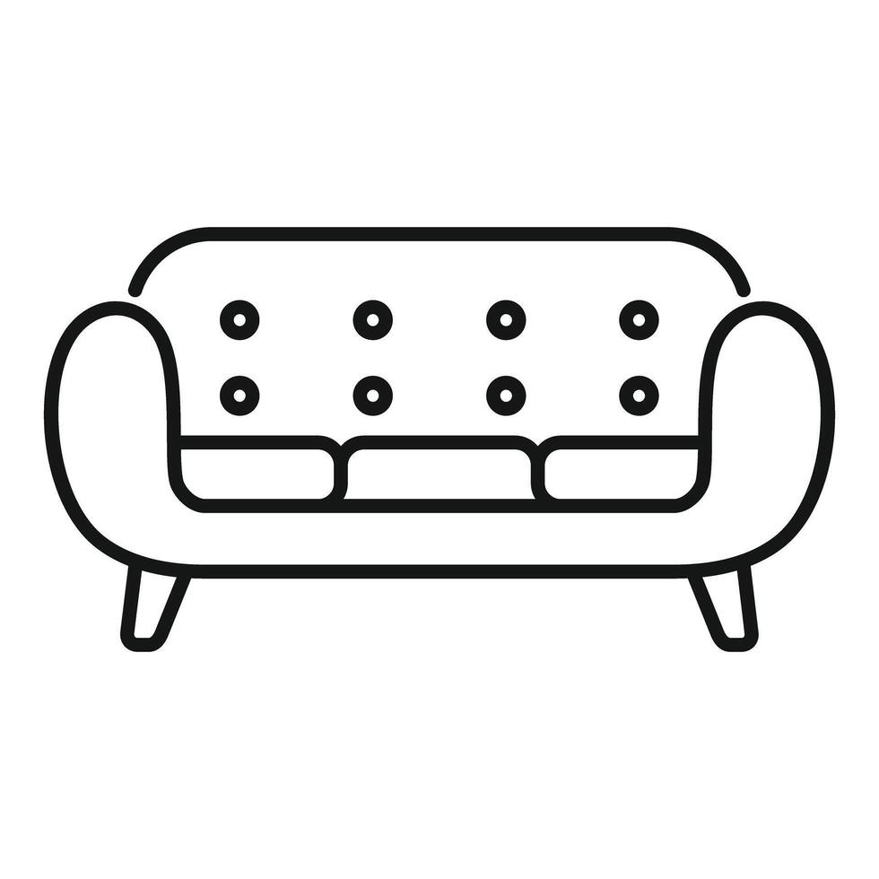 Comfortable sofa with rounded edges standing in living room vector