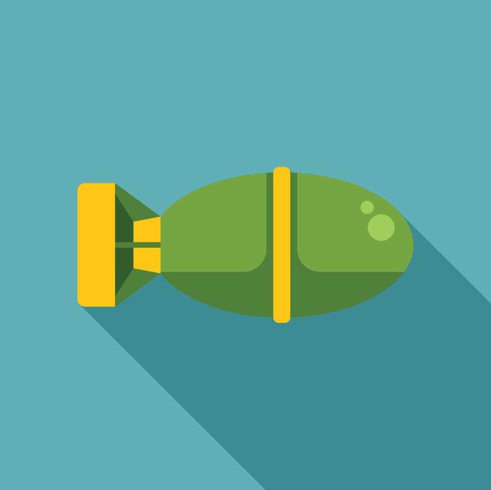 Green bomb dropping from the sky with long shadow vector