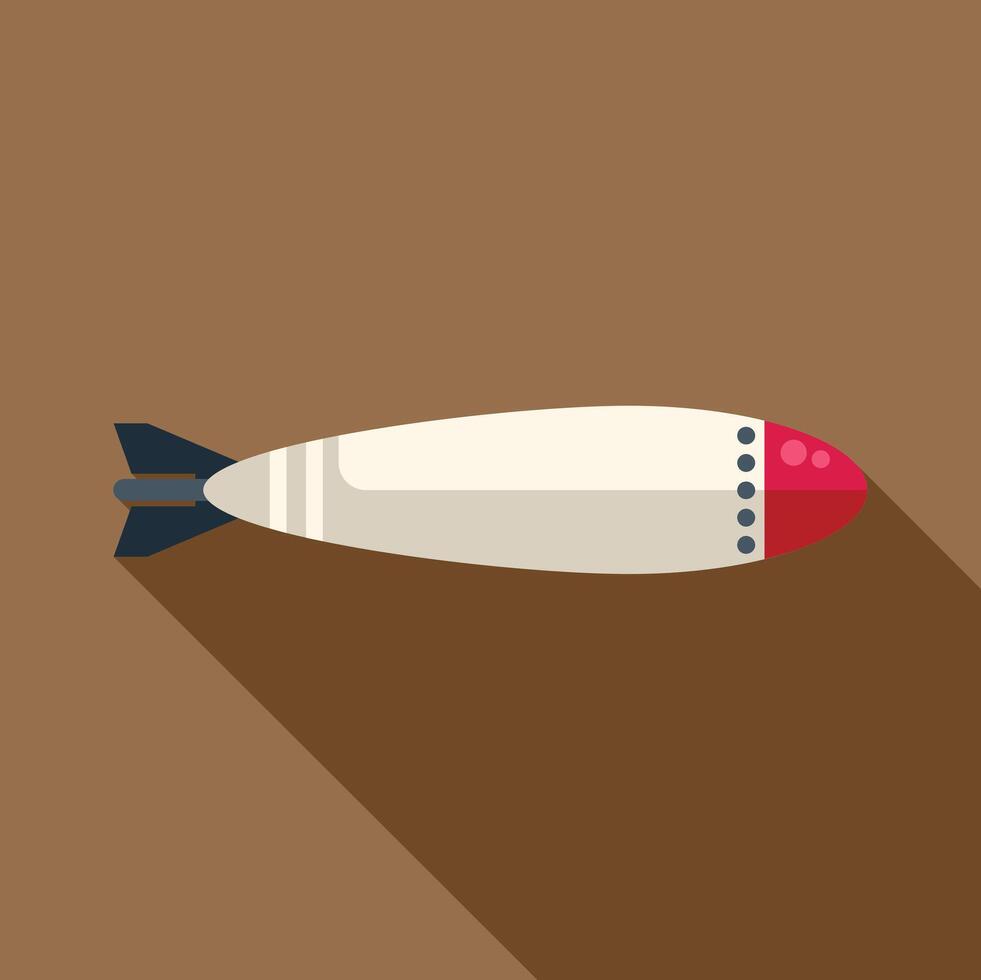 Air bomb falling down with long shadow on brown background vector