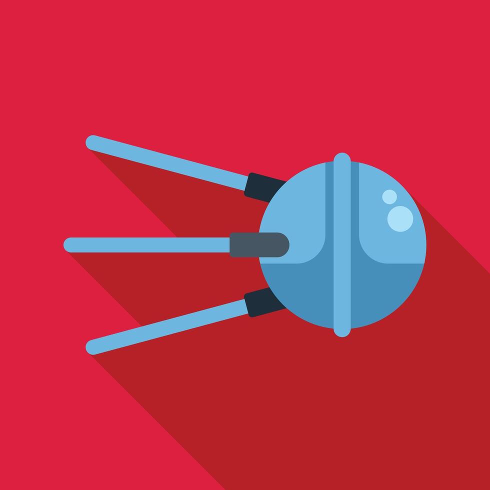 Space satellite orbiting earth transmitting signals vector