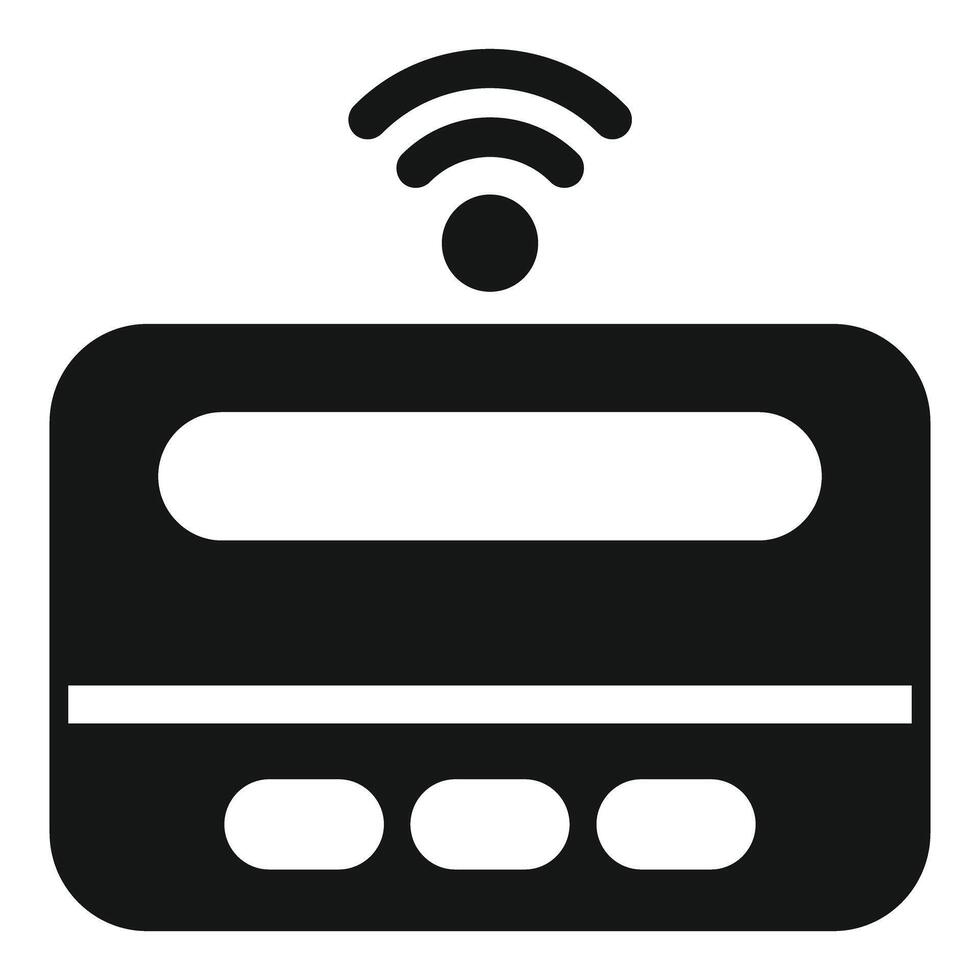 Credit card sending wireless signal for contactless payment vector