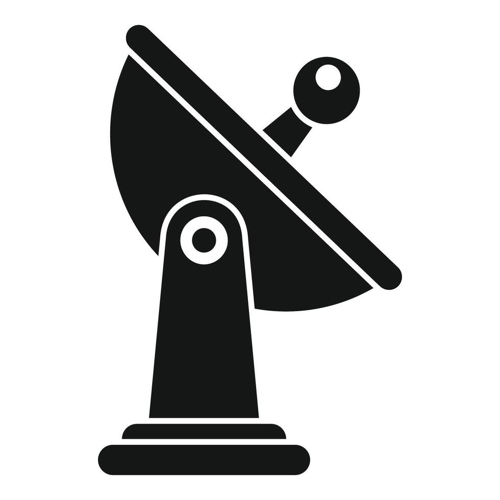 Simple black icon of a satellite dish receiving data vector