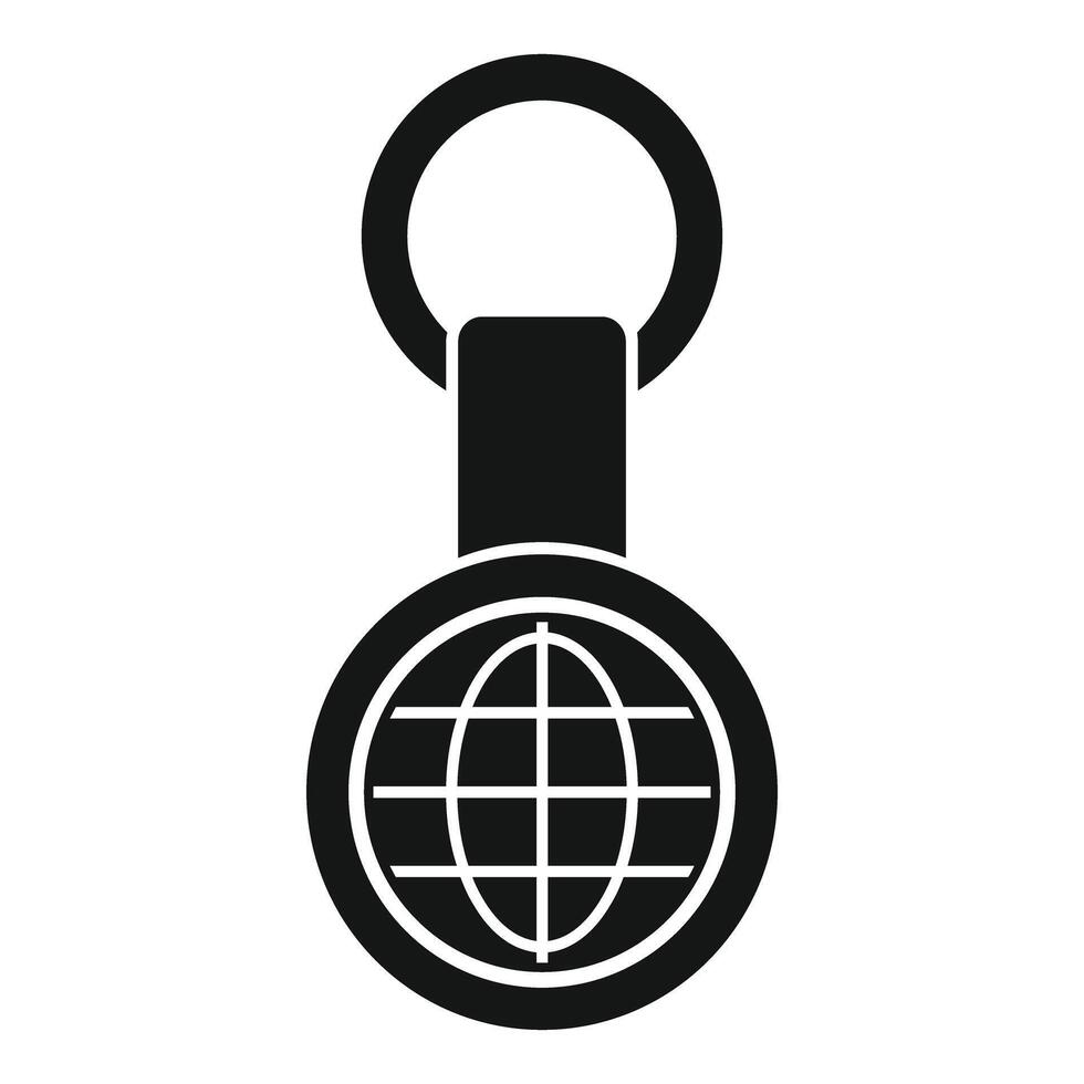 Black and white earth keychain hanging with ring vector