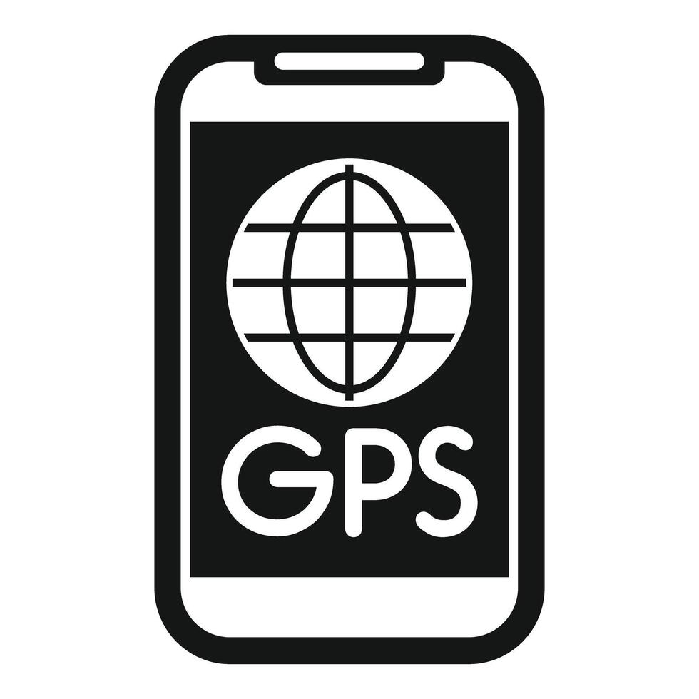 Smartphone showing gps navigation system with world grid icon vector