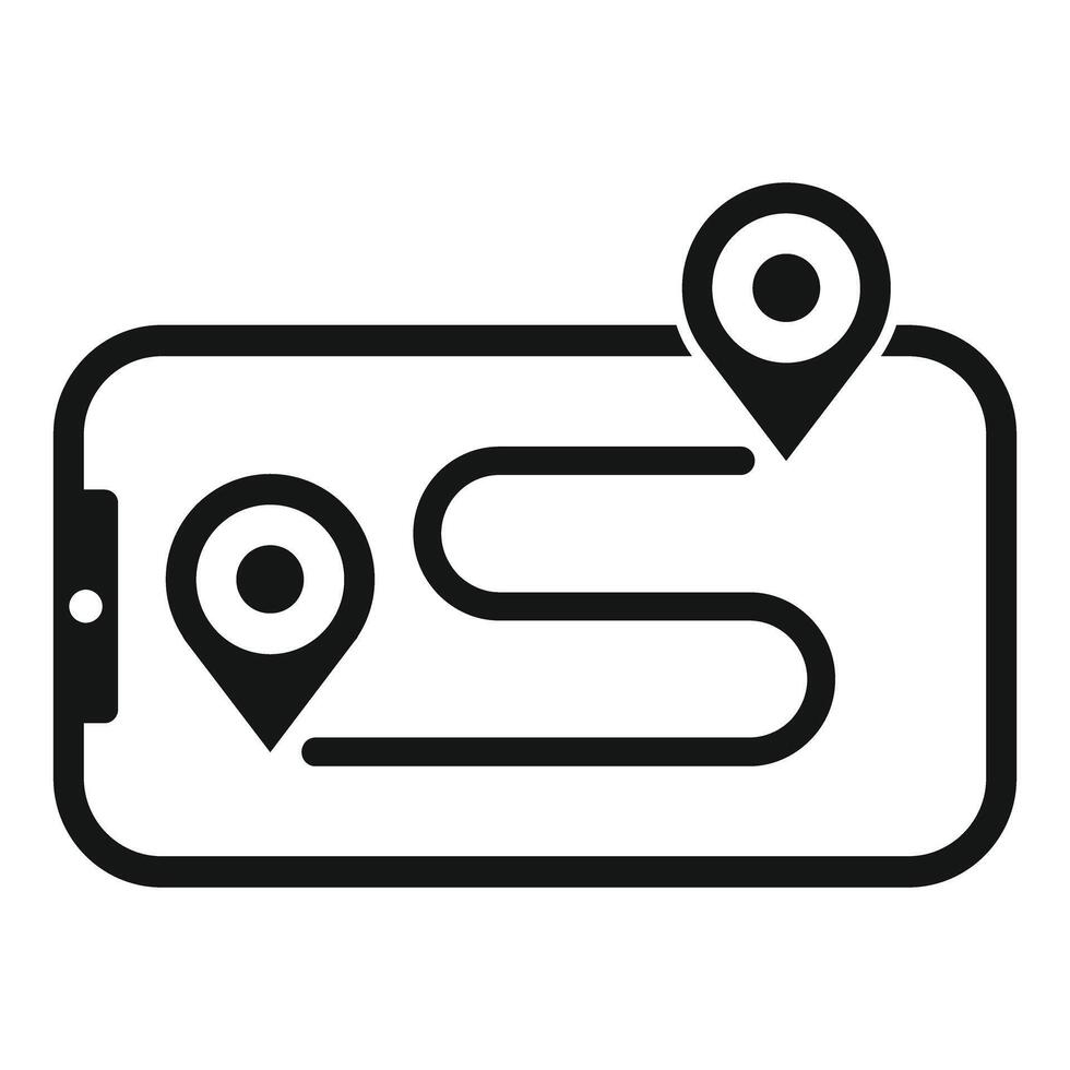 Gps navigation app showing route on smartphone screen vector