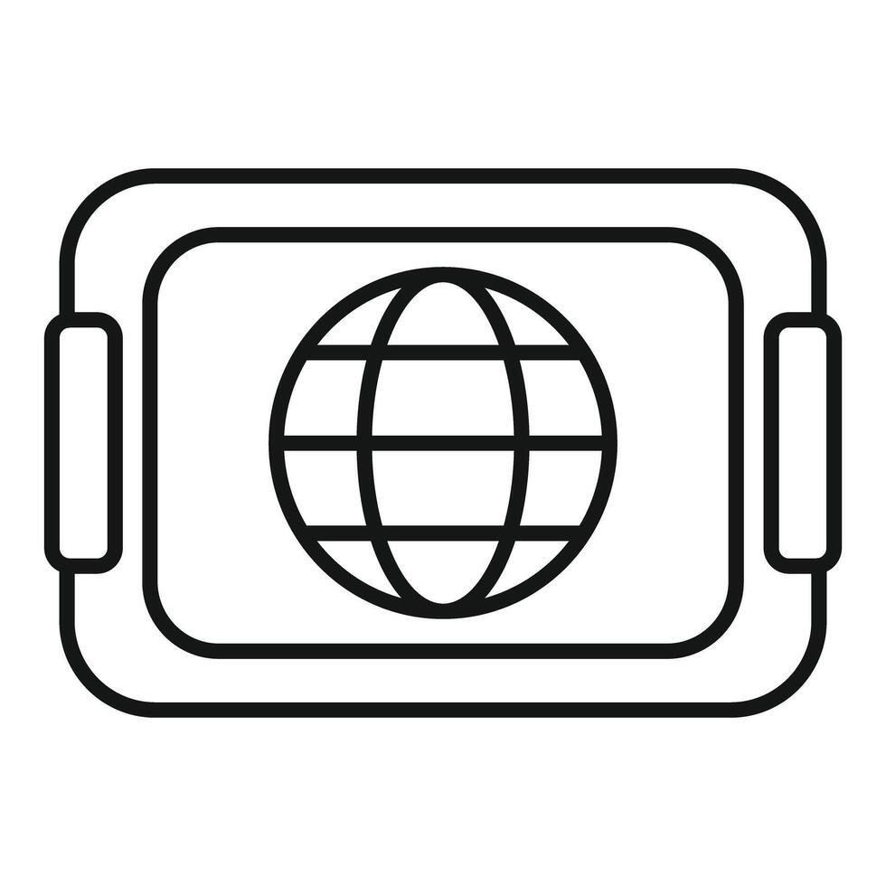 Augmented reality device showing globe icon for worldwide access vector