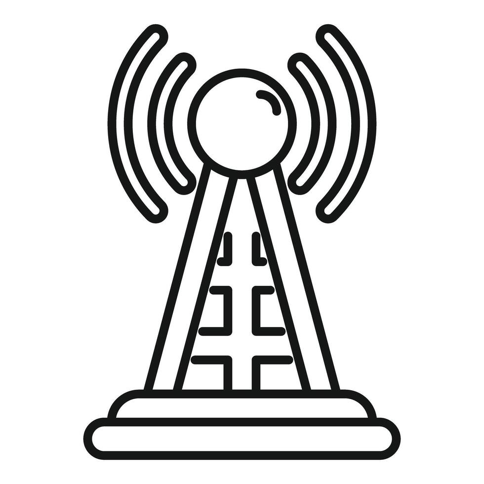 Telecommunication tower transmitting radio waves icon vector
