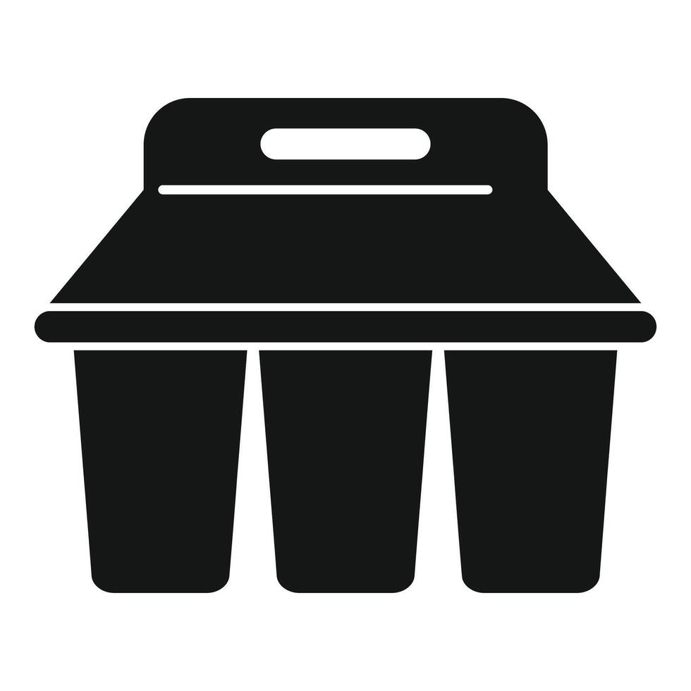 Cardboard carrier holding three disposable cups for beverages vector