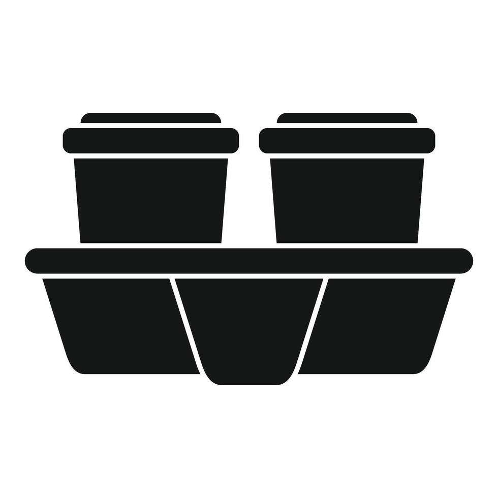 Cardboard coffee cup holder with two cups standing on white vector