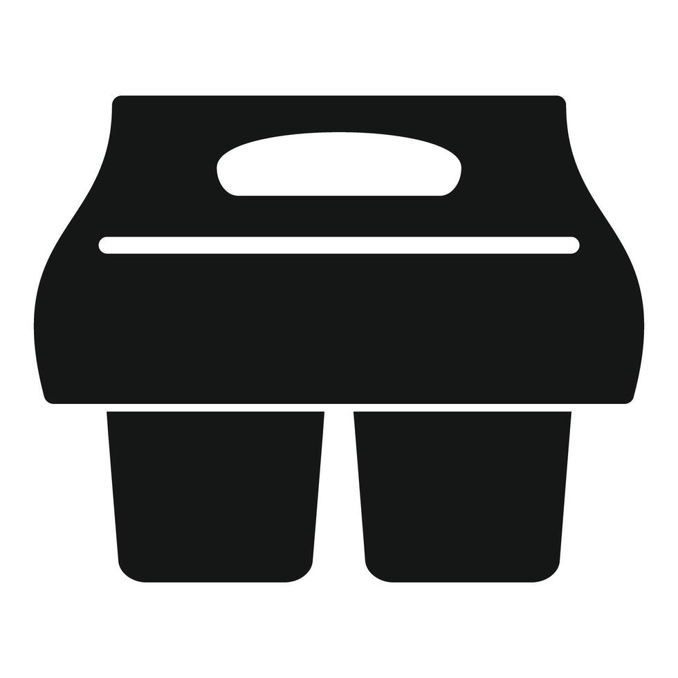 Cardboard carrier holding two coffee cups with handle vector