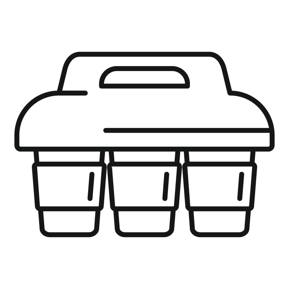 Coffee cup carrier holding three disposable cups for delivery vector