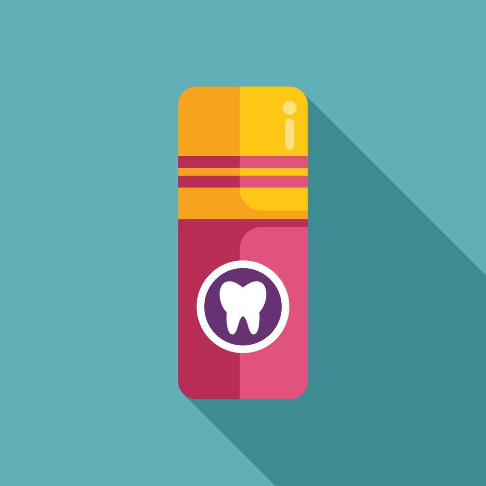 Pink toothpaste tube standing on blue background vector