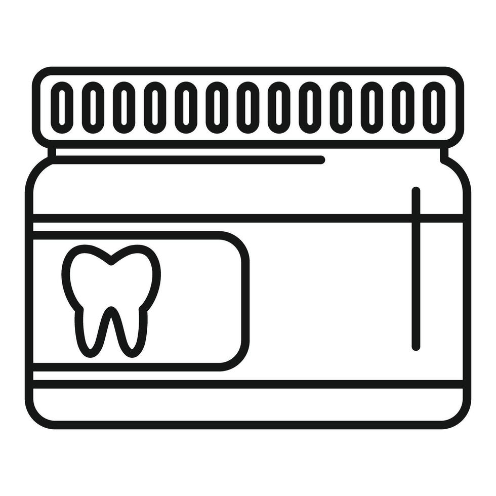 Plastic jar with tooth icon containing calcium vitamins for strong teeth vector
