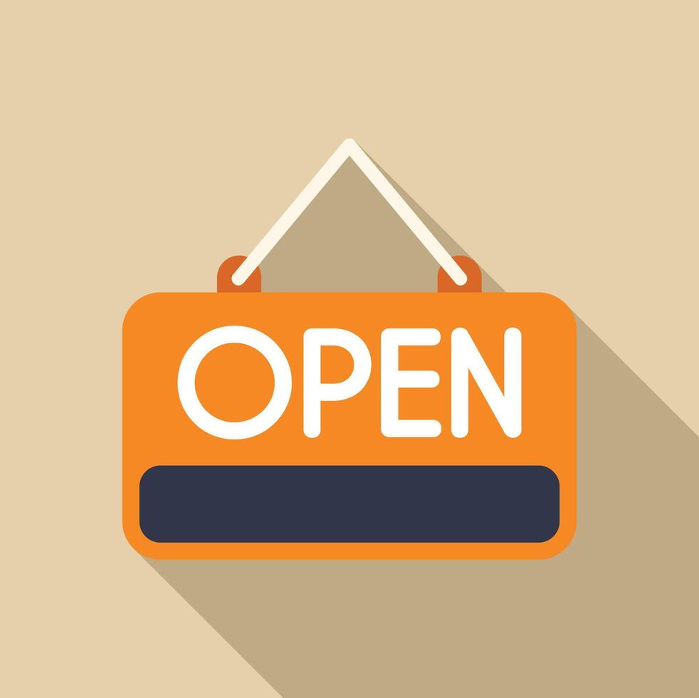 Orange open sign hanging on a door displaying business hours vector