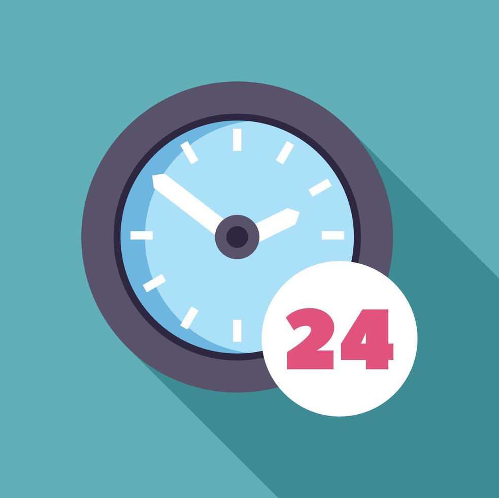 Clock showing twenty four hours open around the clock concept vector