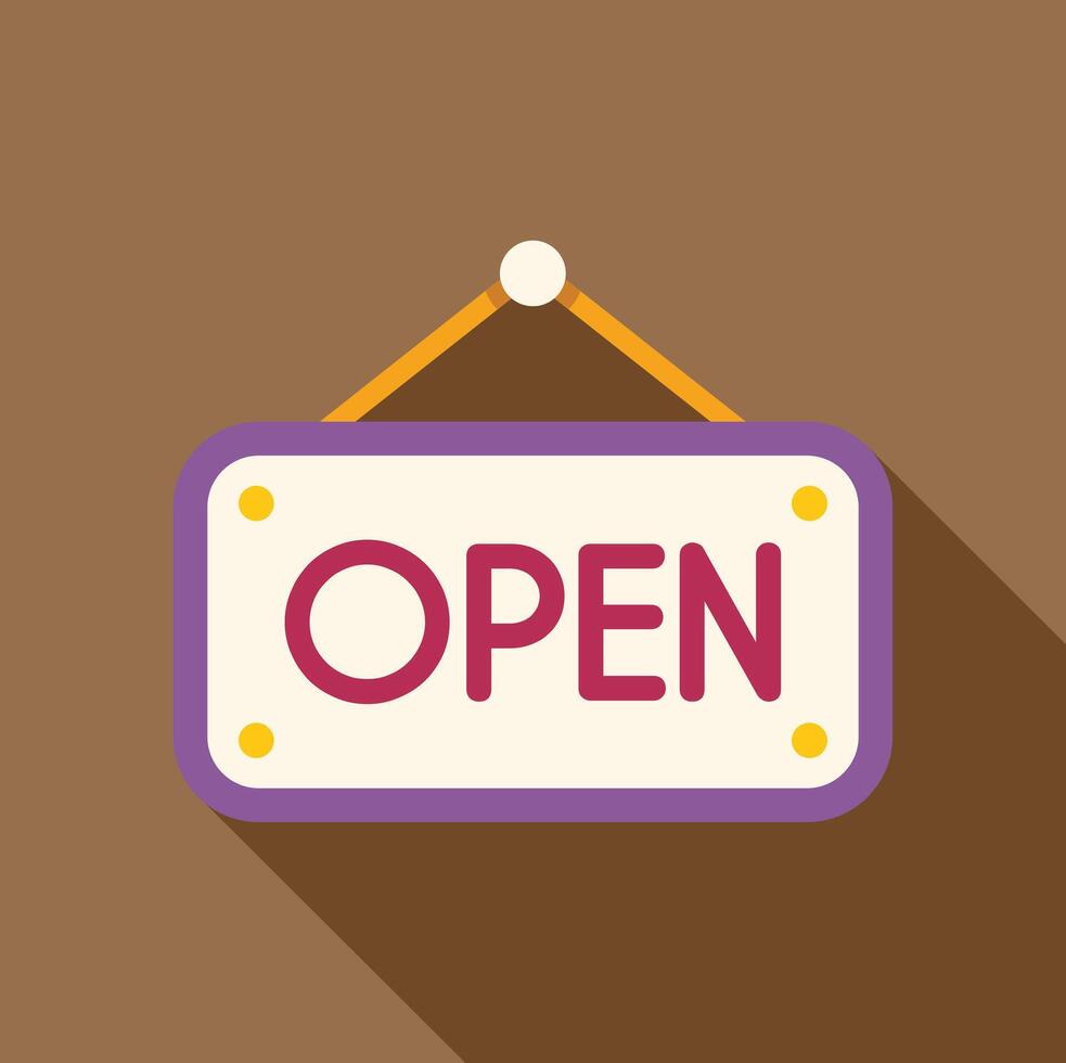 Hanging open sign indicating business is open for customers vector