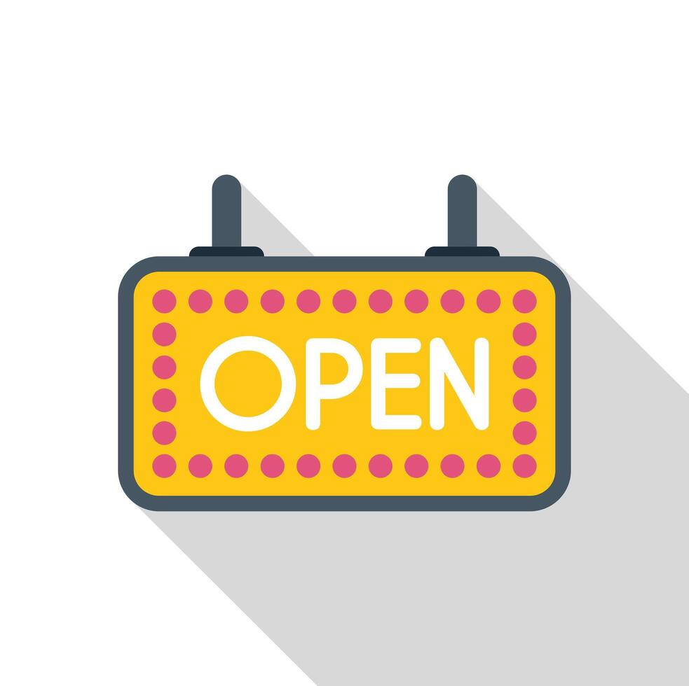 Hanging open sign indicating business is open for customers vector