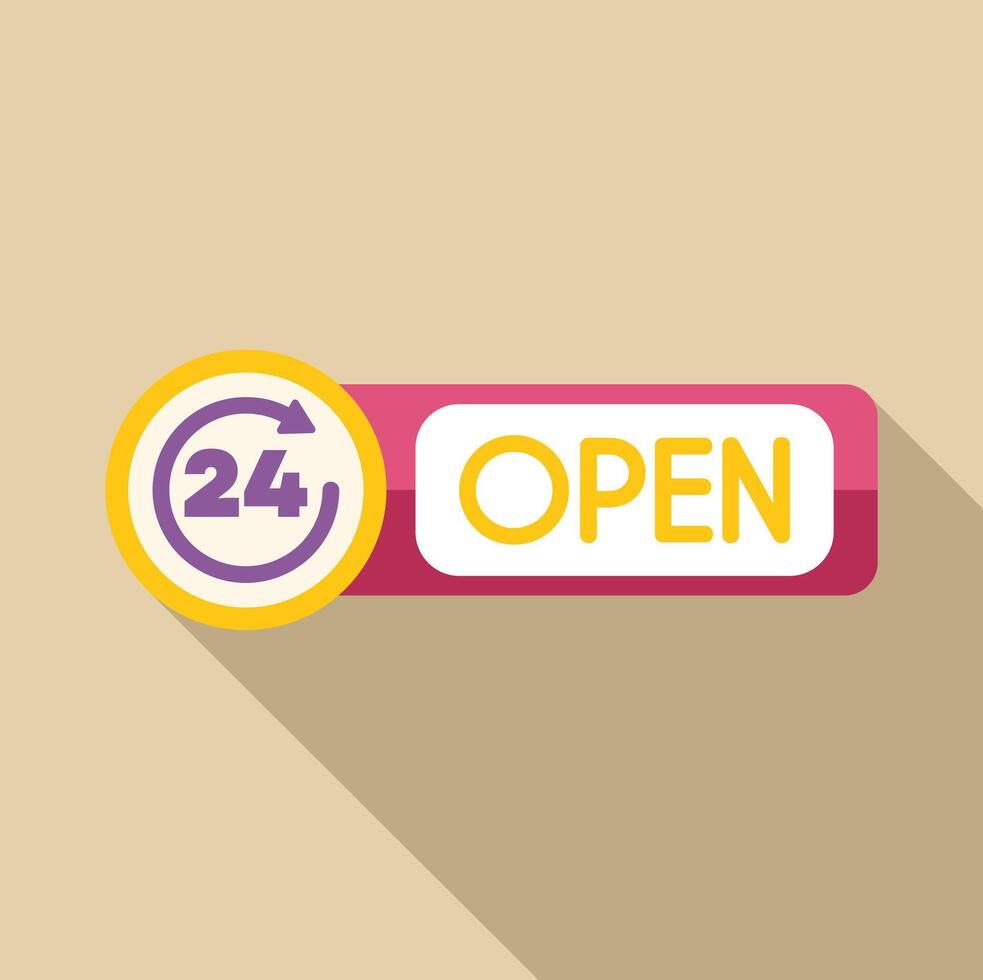 Simple icon indicating a business is open 24 hours a day vector