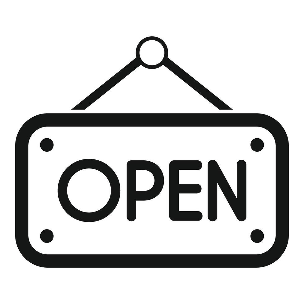 Open sign hanging on door of store or shop vector