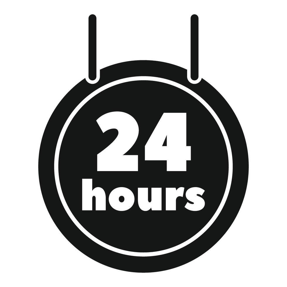 Round the clock service sign indicating 24 hours availability vector