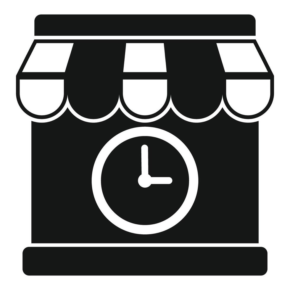 Clock shop building facade icon showing store open hours vector