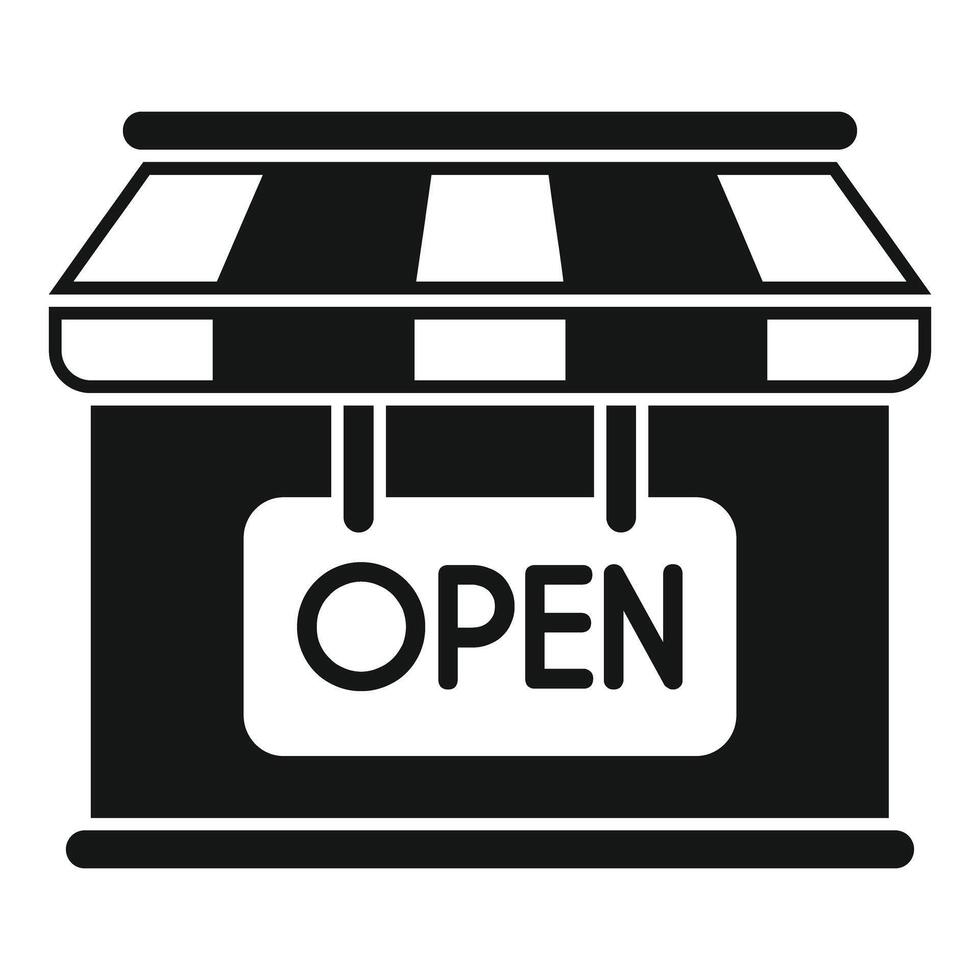 Small business storefront facade with open sign hanging vector