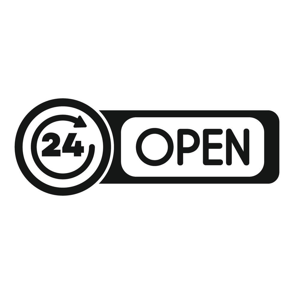 Open 24 hours sign indicating business operating around the clock vector