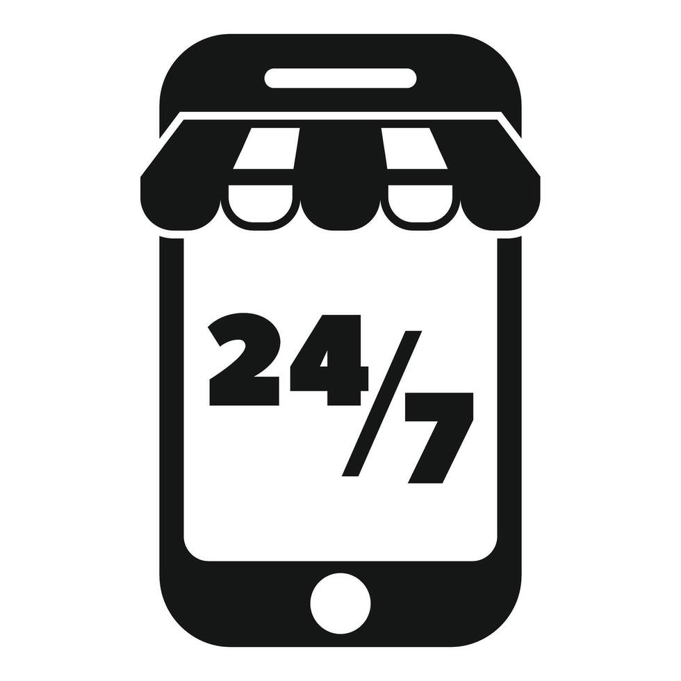 Smartphone showing 247 availability for online shopping vector